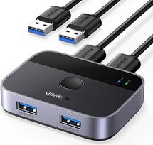 UGREEN USB jungiklis 2 vnt. USB jungiklis 3.0 2 in 2 Out USB jungiklis su 2 USB 3.0 A į A laidais, skirtas klaviatūrai, pelei, spausdintuvui, kietiesiems diskams, USB fotoaparatams ir kt.