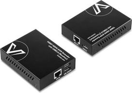 "AV Access" USB HDMI KVM ilgintuvas, 1080P@60Hz iki 80 m/260 pėdų per Cat5e/6, 2 USB 2.0 prievadai kompiuteriui, be signalo praradimo ar vėlavimo, Plug & Play, su PoE ir adaptyviuoju ekvalaizeriu