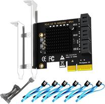 GLOTRENDS SA3026-C 6 prievadų PCIe X4 SATA išplėtimo plokštė su SATA ir maitinimo kabeliu, suderinama su "Windows", "Linux", "Mac OS", NAS