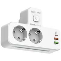 Beline Power strip with LED lighting, 2xUSB-A/USB-C, 2xAC, white