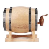 1L Mini Nešiojama Buitinė Ąžuolinė Vyno Statinė Keg Namų Alaus Gaminimo Įranga Medžio Spalva su Juoda 1L