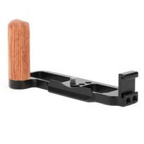Camera LShape Quick Release Plate Plate Wood Handle with Cold Shoe Port for Fuji X100V