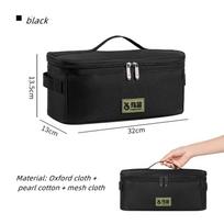 Outdoor Picnic Carrying Case Camping Bag Cutlery Pouch Larg Capacity Tableware Handbag Portable for Travel Supplies black