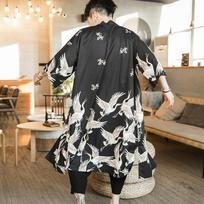 Vyriški japoniški kimono megztiniai Vyriški samurajų kostiumai Drabužiai kimono striukė Vyriški kimono marškinėliai XXXL juoda