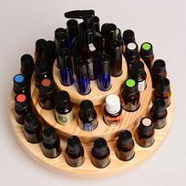 Wood Rotating Essential Oil Bottles Storage Display Rack Organizer 3 Layers 39 Holes Display Stand brown