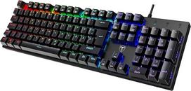 "RisoPhy" mechaninė žaidimų klaviatūra RGB 104 klavišų itin plona LED apšviesta laidinė USB klaviatūra su mėlynu jungikliu