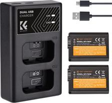 NP-FW50 K&F Concept fotoaparato akumuliatoriaus įkroviklis, 1100 mAh akumuliatoriaus 2 pakuočių įkrovimo rinkinys, skirtas Sony ZV-E10 A6000, A6500, A6300, A6400, A7, A7II, A7RII, A7SII, A7S, A7S2, A7R, A7R2, A55, A5100 A50000 A3000, A55,