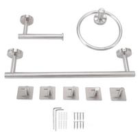 Bathroom Hardware Set with Towel Rings Towel Bar Tissue Holder 5 Hooks 304 Stainless Steel Bathroom
