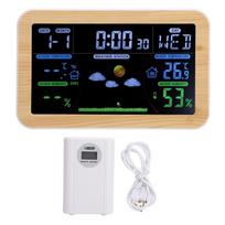 LCD Weather Clock Indoor Outdoor Temperature Humidity Monitor 24 Hour Weather Forecast for Garage