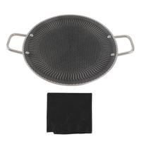 Korean Traditional BBQ Grill Pan Round Stainless Steel with Non Stick Coating for Home Indoor 34cm / 13.4in