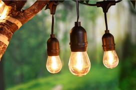 Terasų elektrinė girlianda PARTY BULBS PAPAYA, IP44, 10LED, sujungiamos, šiltai baltos sp., 4.5 m