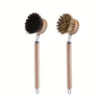 Arklio plaukų keičiamas puodų šepetys ilga rankena nuimamas puodų šepetys natūralios lufos minkštas puodų šepetys kokoso rudos spalvos valymo šepetys horse hair brush + coconut brown bristle