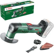 "Bosch Akku-Multifunktionswerkzeug UniversalMulti 18V-32" akumuliatorinis suktuvas (su įjungimo, išjungimo, šlifavimo funkcija; 1x Segmentsägeblatt; 1x Tauchsägeblatt; 1x Schleifplatte; 6x Schleifblätter; 1x Tiefenanschlag; be akumuliatoriaus)
