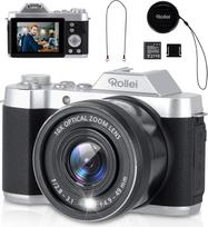 "Rollei Powerflex 10x Retro" skaitmeninis fotoaparatas, 64 MP 4K fotokamera su baterija ir 10x skaitmeninio priartinimo fotoaparatas su 8 fotografavimo režimais 2,88 colių IPS ekranas Nešiojamasis kompaktiškas fotoaparatas Senovinis skaitmeninis fotoapara