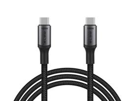 USB-C jungtis – USB-C 2.0 1.0m juoda pynė 100W