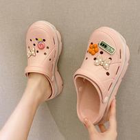Cave Shoes Female Students Korean Version of The New Cute Baotou Slippers Summer External Wear Household Nurse Girl Heart Cool Slippers Female 35-36 rožinė