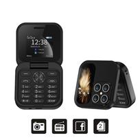 Atlenkiamasis mobilusis telefonas su 2 SIM kortelėmis, budėjimo režimu, „Magic Voice“, FM radiju, žibintuvėliu, juoduoju sąrašu, 1,77 colio, mažu kvadratiniu, sulankstomu telefonu Without TF card juoda