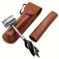 Kompaktiškas išgyvenimo įrankių rinkinys su nerūdijančio plieno Bushcraft naujakurių veržliarakčiu, Scotch Eye sraigtiniu antgaliu ir kuprinei skirtu kabliu - Puikus stovyklavimui, žygiams ruda