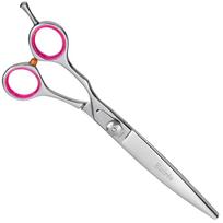 Geib Entree Left Curved Scissor 8,5" – aukštos kokybės japoniško plieno priežiūros žirklės, lenktos kairiarankiams.