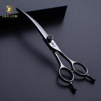 Jargem Curved Black Diamond Scissors - lenktos, poliruotos priežiūros žirklės su juodu deimantu - Dydis: 7 "