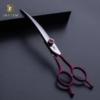 Jargem Fuchsia Curved Scissors - priežiūros žirklės, išlenktos dekoratyviniu varžtu, fuksija - Dydis: 7 "