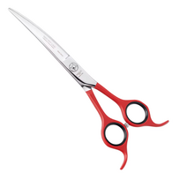 Henbor Red Pet Line Curved Scissors 6,5" - profesionalios gyvūnų kirpimo žirklės, lenktos