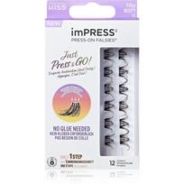 KISS imPRESS Just Press & GO ! priklijuojamųjų blakstienų kuokšteliai be klijų mazgelių Edgy Whispy C 12 vnt.