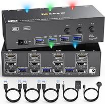 KVM jungiklis 3 monitoriams 3 kompiuteriams, Displayport HDMI USB 3.0 KVM jungiklis dviem monitoriams, palaiko 4K@60Hz, skirtas 3 kompiuteriams