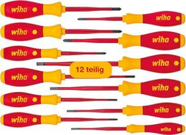 "Wiha" atsuktuvų rinkinys, 12 dalių, minkšta apdaila, ergonomiška rankena, skirta galingam sukimui, universalus pramonėje ir amatuose, dantyta galvutė - Phillips - Torx - Pozidriv, 3201K12