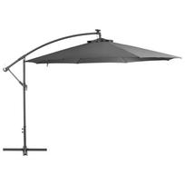 Gembinis skėtis su LED ir metaliniu stulpu, antracito, 350cm