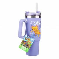 MINECRAFT Violetinė gertuvė su šiaudeliu, 900 ml