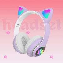 Ausinės,Madingos Bluetooth žaidimų ausinės, Cat Ear LED, sulankstomos, ištempiamos, vaikams ir suaugusiems, kompiuteriniai žaidimai, juoda
