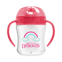 DR. BROWN'S gertuvė minkštu snapeliu su rankenėlėmis nuo 6 mėn., 180ml, rožinė