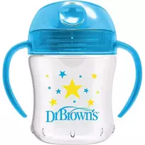DR. BROWN'S gertuvė minkštu snapeliu su rankenėlėmis nuo 6 mėn., 180ml, mėlyna