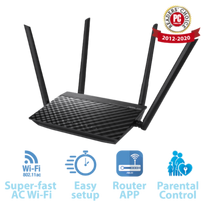 Asus RT-AC1200 v2 dviejų dažnių bevielis Wi-Fi maršrutizatorius su 4 antenomis ir tėvų kontrole