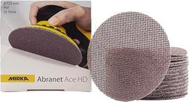 Mirka Abranet Ace HD tinkliniai šlifavimo diskai Skersmuo 125 mm Velcro / Grūdai P60 / Pakuotė 25 vnt / AH23202560 / skirti 125 mm ekscentrinėms ir šlifavimo mašinoms / skirti kietiems paviršiams šlifuoti, medienai, mentelei, lakui,