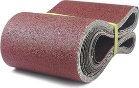 Šlifavimo juostos 150 x 1220 mm (15 vnt.), 80/120/150/240/400 grūdėtumo šlifavimo juostų rinkinys, skirtas stacionarioms juostinėms šlifavimo mašinoms