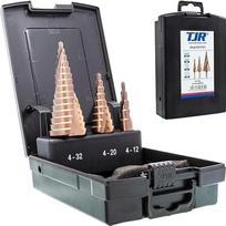 TJR® HSS-E M35 kobalto žingsninių grąžtų rinkinys 3 dalių 2 spiralinių griovelių su 29 žingsneliais (4-32 mm), skirtas greitam nerūdijančio plieno, legiruotojo plieno, spalvotųjų metalų ir plastikų gręžimui