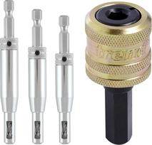 Trend Drill Bit Guides 4er-Set, für Schrauben Nr. 6, 8 und 10, bohren präzise Vorbohrungen mittig für alle versenkten Beschläge wie Scharniere oder Schlossstulpen, SNAP/DBG/SET