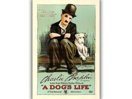 Retro holivudo filmo plakatas „Charlie Chaplin in A Dog's Life“