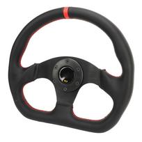 Automobilio D tipo vairas Juodas rėmas Oda Sportinis lenktyninis Universalus tinka Drifto vairo pakeitimas