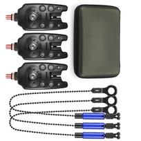 Fishing Bite Alarms and Chain Alert Swingers Set LED Indicator Alert Fishing Swingers with Zipper mėlyna