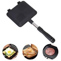 Aluminio dvipusė keptuvė, dvipusė sumuštinių keptuvė su rankenomis, nelipni keptuvė black