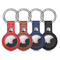 Apple AirTag PU Leather dėklas – juodos spalvos, Brown, Red, mėlynos spalvos – 4 vnt