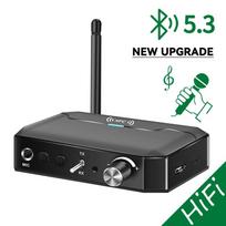 NFC Bluetooth 5.3 garso siųstuvo imtuvas 3,5 mm AUX / RCA / USB / TF / bendraašis / 6,5 mm mikrofonas Karaoke belaidis adapteris HiFi stereofoninis