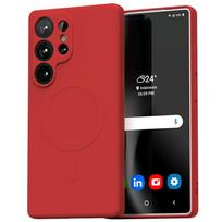 Mercury MagSafe Semi-Silicone Case for Samsung S25 Ultra S938, red/red