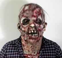 Siaubo biocheminis monstras zombis bauginantis sudėtingas latekso kaukė One Size tamsiai raudona spalva