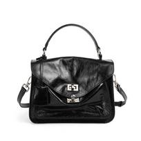 Aukščiausios kokybės odinė premium klasės kasdienė portfelio tipo rankinė Cambridge krepšys Vieno peties Crossbody Messenger krepšelis moterims 22*8*18 juoda