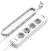 TESSAN 7-in-1 prailgintuvas su daugiakampu lizdu ir jungikliu, 2 m, 3600 W lizdų juosta pilka spalva