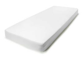 Trikotažinė paklodė su guma NOSTRA, baltos sp., 90 x 200 + 28 cm, 100% medvilnės